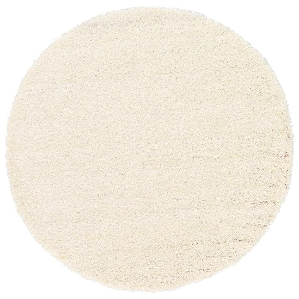 White Polypropylene 6 ft. x 6 ft. Solid Color Indoor Round Area Rug