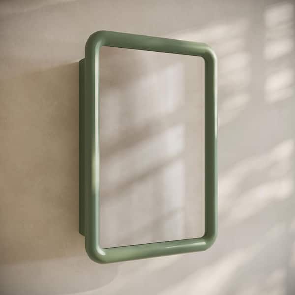 Plaisir 18 in. W x 27 in. H Recessed/Wall Mount Rectangular Medicine Cabinet with Mirror in Green