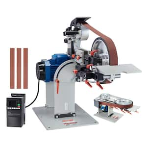 Belt Grinder Sander, 72 x 2-In. Variable Speed Belt Polisher with VFD, 1500W Knife Sharpener with 3-Grinding Moulds