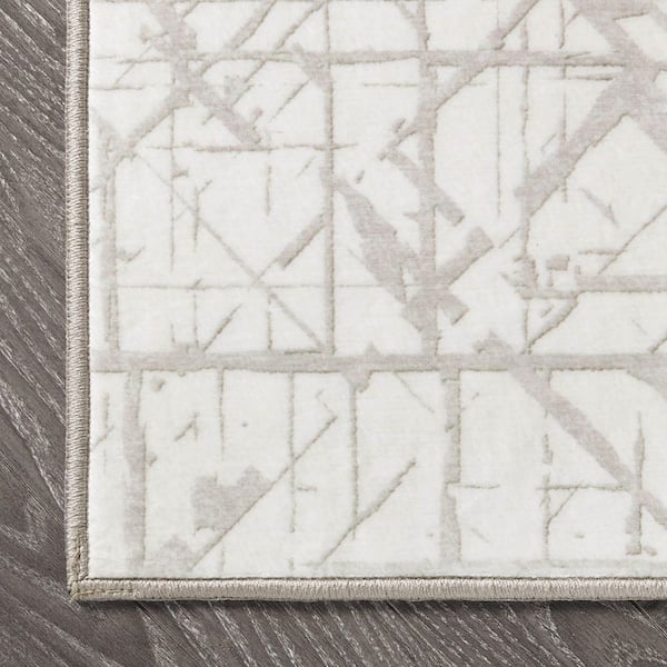 Aria Ivory 8 ft. x 10 ft. Woven Abstract Polyester Area Rug