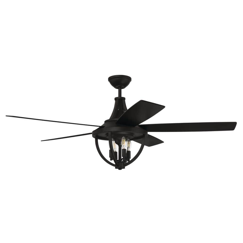 Nash 56 in. Indoor/Outdoor Flat Black Finish Ceiling Fan with Integrated LED Light and Remote/Wall Control Included -  CRAFTMADE, NSH56FB5