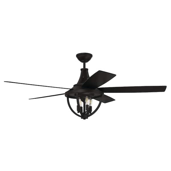CRAFTMADE Nash 56 in. Indoor/Outdoor Flat Black Finish Ceiling Fan with Integrated LED Light and Remote/Wall Control Included