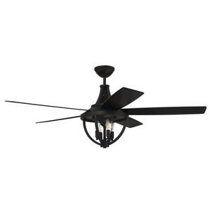 Nash 56 in. Indoor/Outdoor Flat Black Finish Ceiling Fan with Integrated LED Light and Remote/Wall Control Included