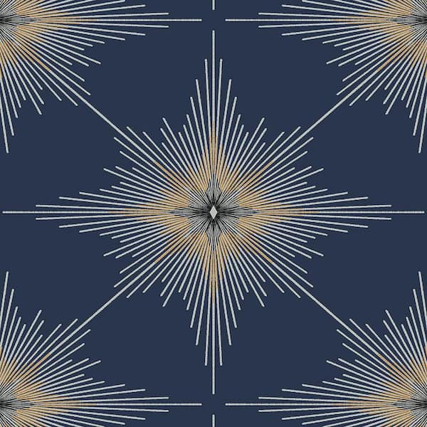 Seabrook Designs Navy Blue North Star Unpasted Nonwoven Paper Wallpaper Roll 57.5 sq. ft.