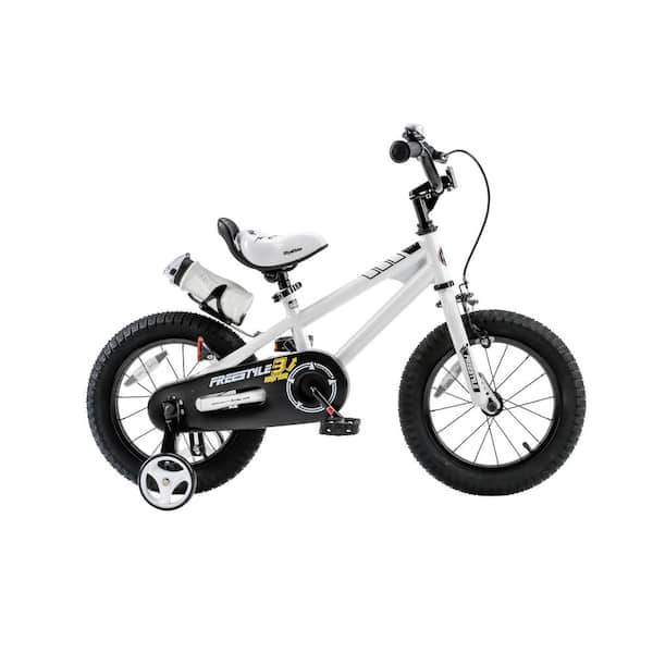 Royalbaby Freestyle BMX Kid's Bike, Boy's Bikes and Girl's Bikes with Training Wheels, 14 in. Wheels in White