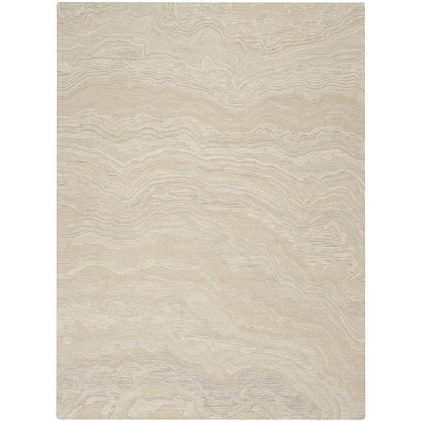 Graceful Beige 8 ft. x 10 ft. Abstract Contemporary Area Rug