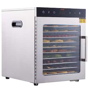 Food Dehydrator Machine w/10 Stainless Steel Trays, 800-Watts Silver Food Dryer w/Adjustable Temperature, FDA Listed