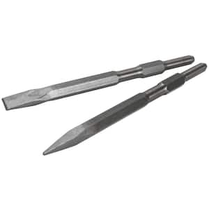 5/8 in. Steel Point and Flat Concrete Chisels for Electric Demolition Jack HammerHex Shank Chisel Bit Set (2-Pieces)