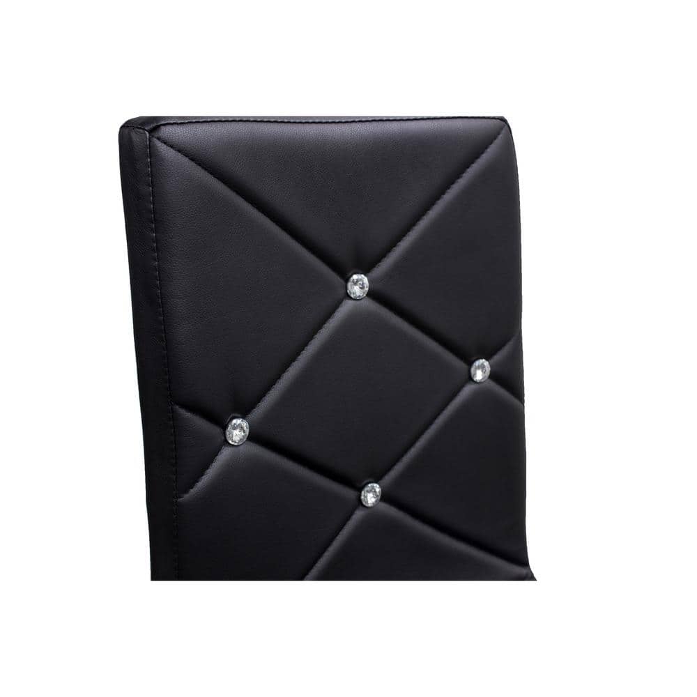 Black Glass and Chrome 5-Piece Dinette Set with Faux Leather Chairs