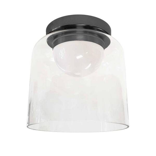 Dainolite Nadine 7 in. 10-Watt Transitional Matte Black Integrated LED Flush Mount with Clear Glass Shade