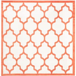 Amherst Beige/Orange 7 ft. x 7 ft. Square Trellis Geometric Area Rug