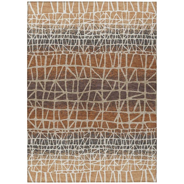 Chantille Machine Washable Indoor/Outdoor Abstract ACN2404 Copper 5 ft. x 7 ft. 6 in. Area Rug