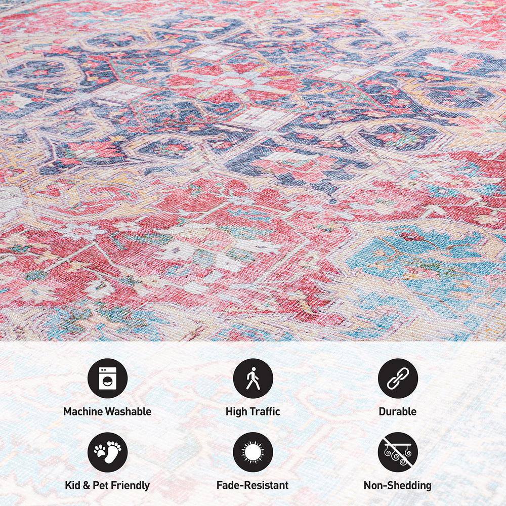 Bohemian Medallion 5'x7' Multicolor Easy-Care Synthetic Rug