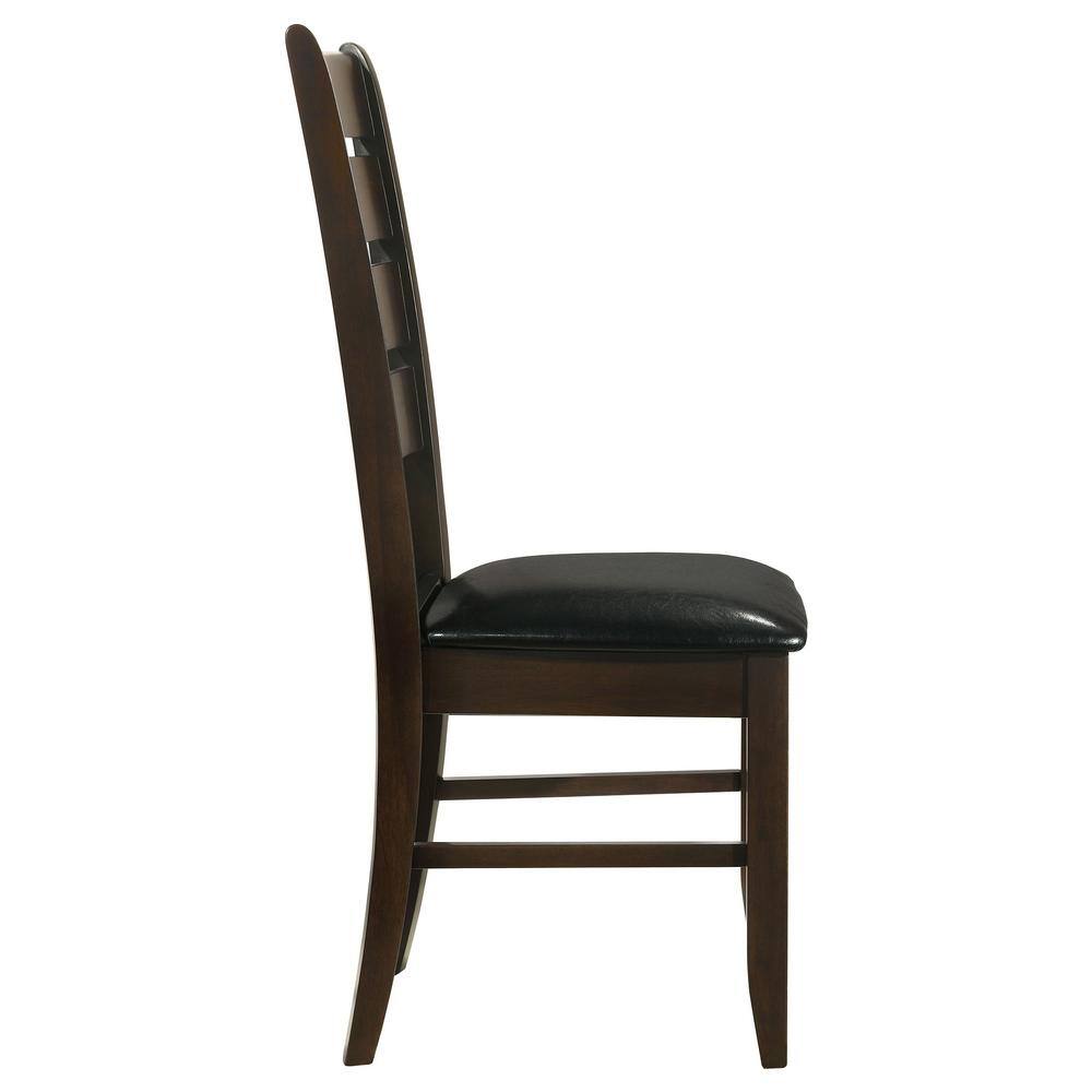 Espresso Brown Faux Leather Upholstered Ladderback Side Chair