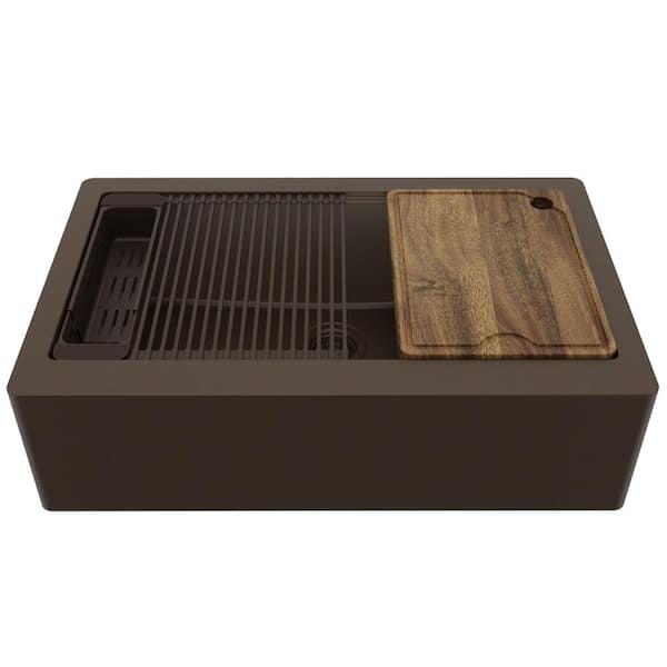 Karran 34 in. Farmhouse Single Bowl Quartz Workstation Kitchen
