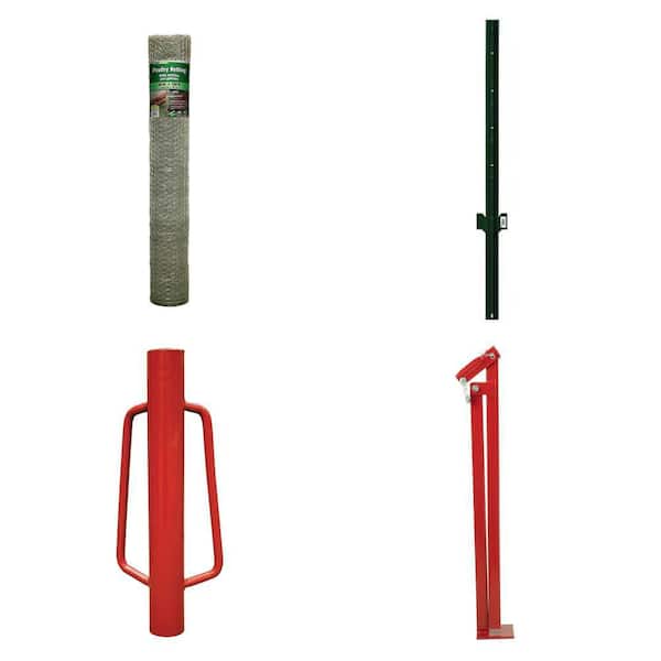 1 in. x 5 ft. x 150 ft. Poultry Netting, 3 in. x 3 in. x 6 ft. U-Post, Post Driver and T-Post Puller Combo