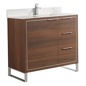 Opulence 36 in. W x 18 in. D x 33.5 in. H Bath Vanity in Walnut Ebony with White Carrara Single sink Top