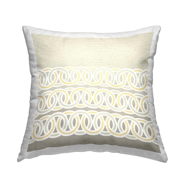 Stupell Industries Muted Loop Pattern Shapes Beige Square Outdoor Throw Pillow