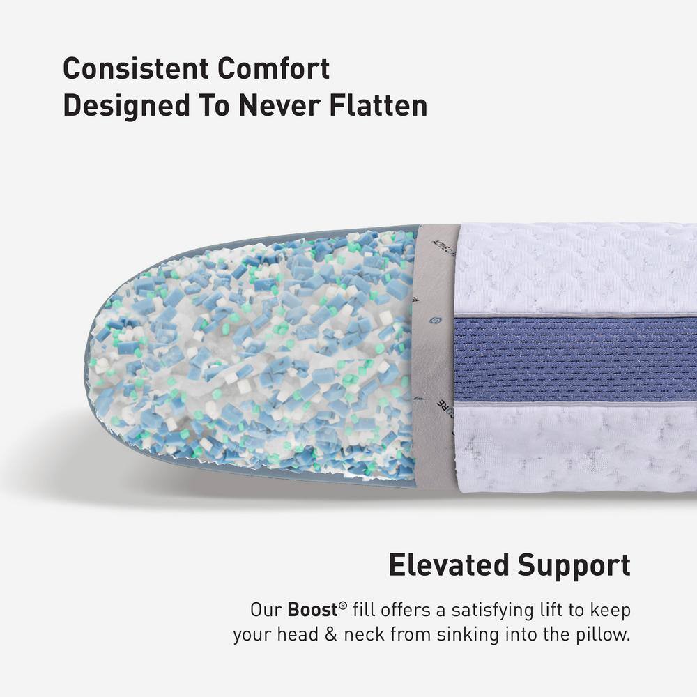 Balance 1.0 White and Blue Medium Hybrid Pillow