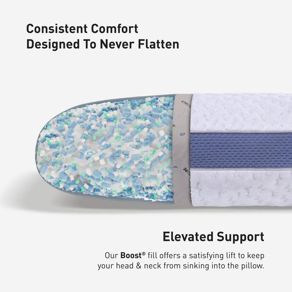 Balance 3.0 White and Blue Medium Hybrid Pillow