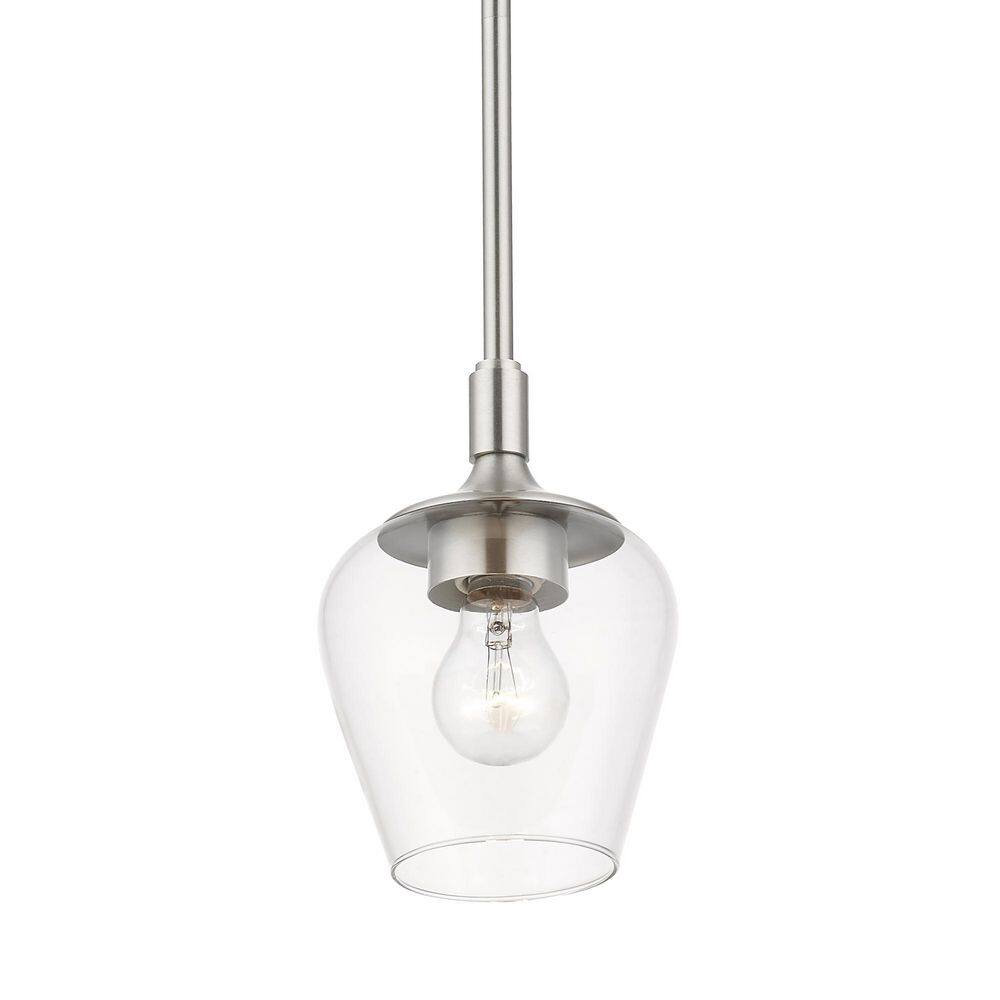 Transitional Brushed Nickel 1-Light Pendant with Clear Glass Shade