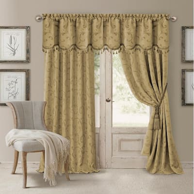 Gold Jacquard Blackout Curtain - 52 in. W x 95 in. L