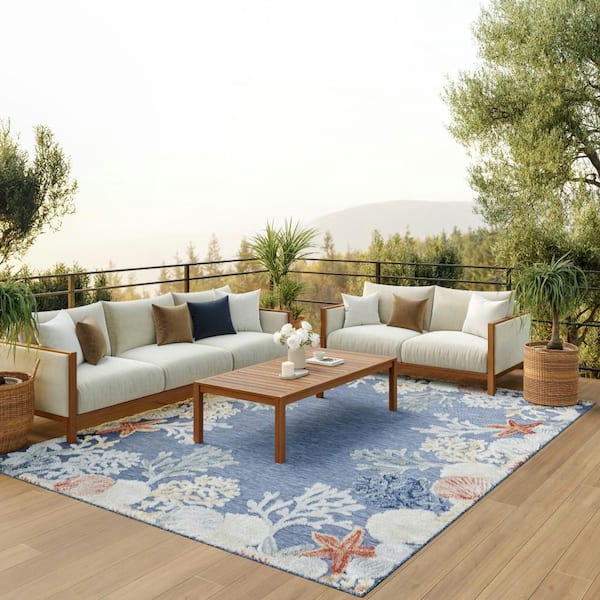 Suncoast Denim Multicolor 8 ft. x 10 ft. Graphic Contemporary Area Rug