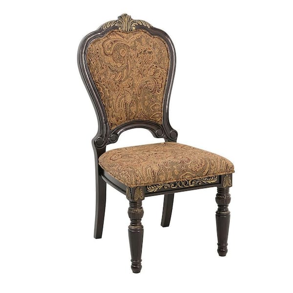 Brown Fabric Side Chair with Padded Seat (Set of 2)