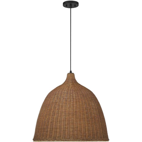 Savoy House Macra 23 in. W x 21 in. H 3-Light Cafe Statement Pendant Light with Wicker Shade