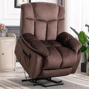 Power Lift Recliner Chair for Elderly- Heavy Duty and Safety Motion Reclining Mechanism-Fabric Sofa - Coffee