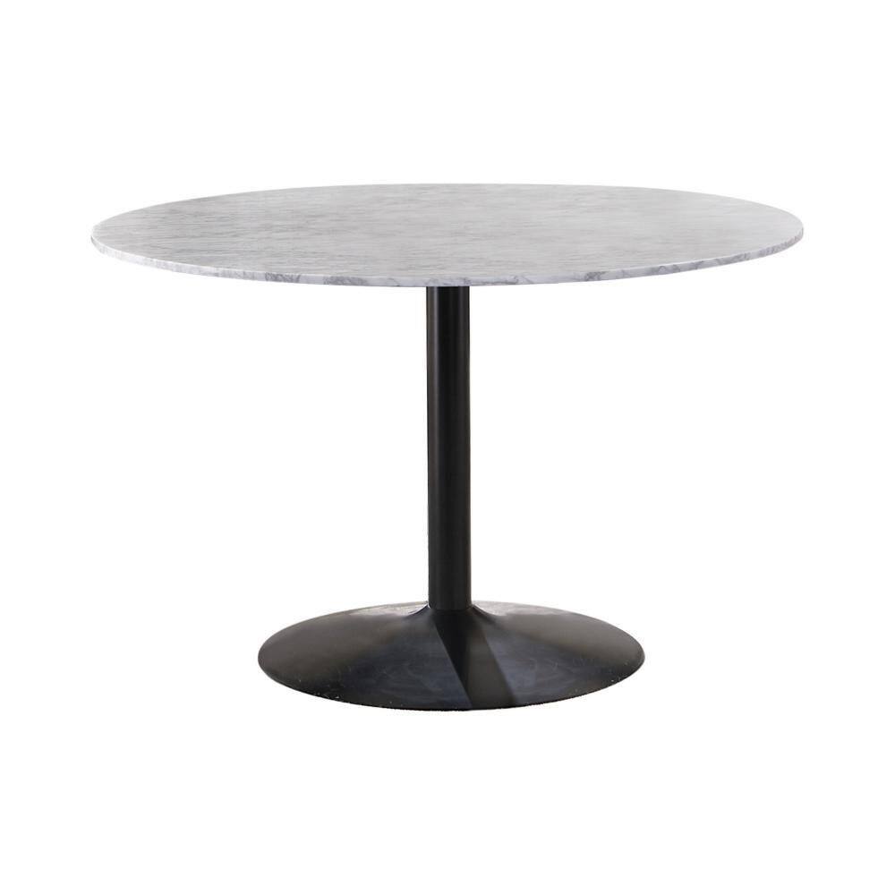 Contemporary Extendable Marble Dining Table with Metal Flared Base
