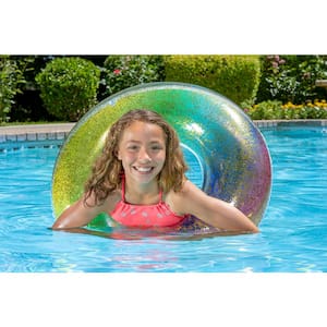Swimming Pool Inflatable Rainbow Glitter Tube Float