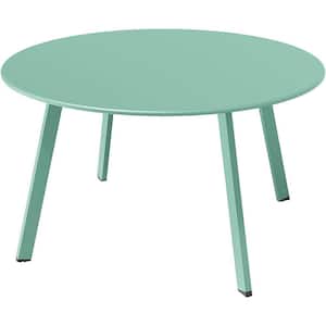 Mint Green Round Metal Outdoor 15.8 in. Outdoor Side Table with Extension