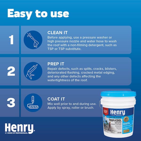 Henry - 887 Tropi-Cool White 100% Silicone Reflective Roof Coating 0.90 gal.
