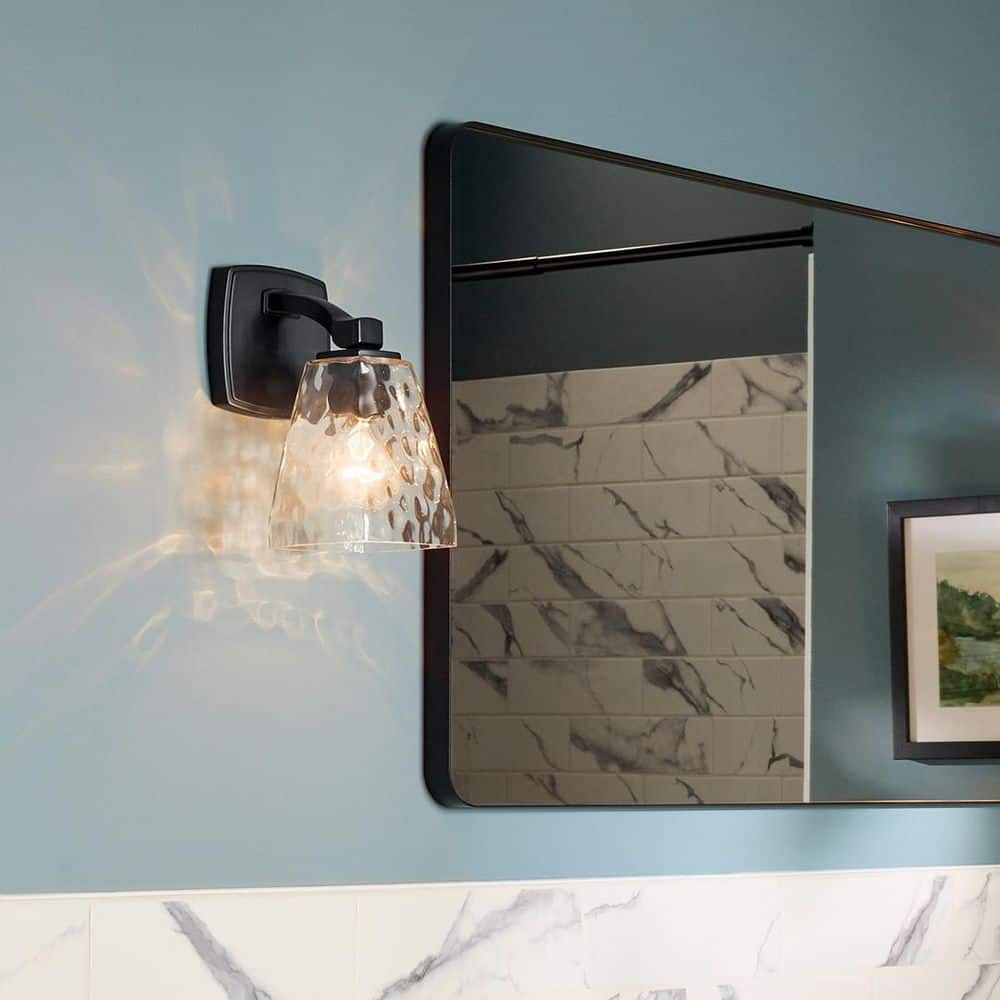 "Marant 9.5"" 1-Light Wall Sconce with Clear Water Glass in Black" price history on PriceWatchPro