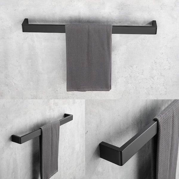 Stainless Steel 24 in. Wall Mounted Towel Bar Towel Holder in Matte Black