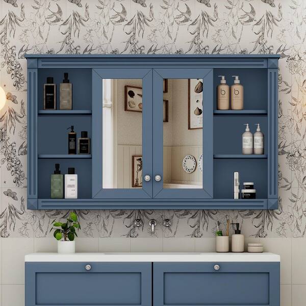Boosicavelly 47 in. W x 29 in. H Rectangular Blue MDF Medicine