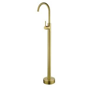Anti Scald Single-Handle Freestanding Tub Faucet in Brushed Gold
