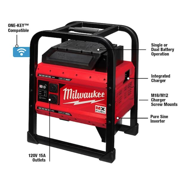 MX FUEL 3600-Watt/1800-Watt Push Start Battery Powered Generator with Core Drill, 3 XC Batteries & 2 Compact Batteries