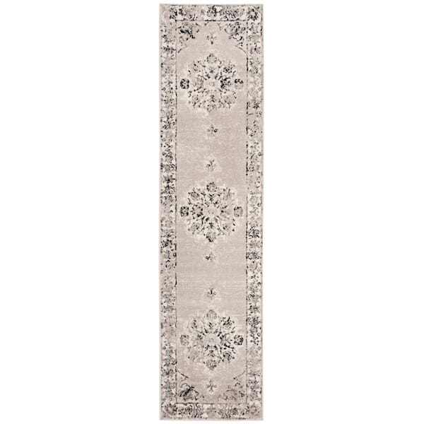 SAFAVIEH Skyler Gray/Ivory 2 ft. x 6 ft. Distressed Border Runner Rug