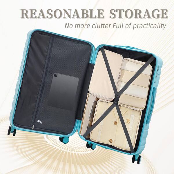 Hana/3個セット/タッパーウェア/ディープ/スーパーケース/水色 Tatahance 3-Piece Blue ABS Hardside Spinner Luggage Set with TSA