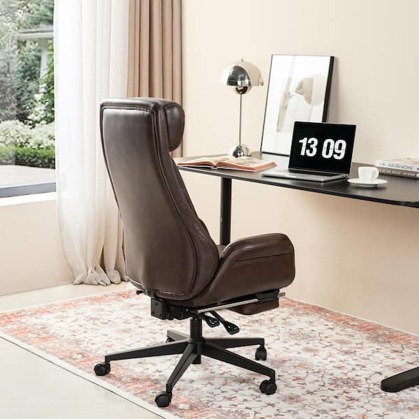 Glitzhome Mid-Century Modern Faux Leather Gaslift Adjustable