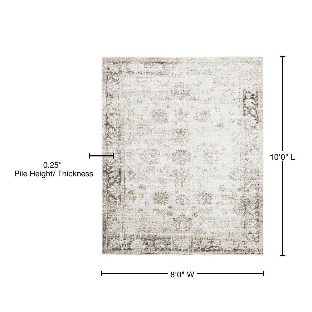 Ivory Elegance 8'x10' Rectangular Synthetic Rug