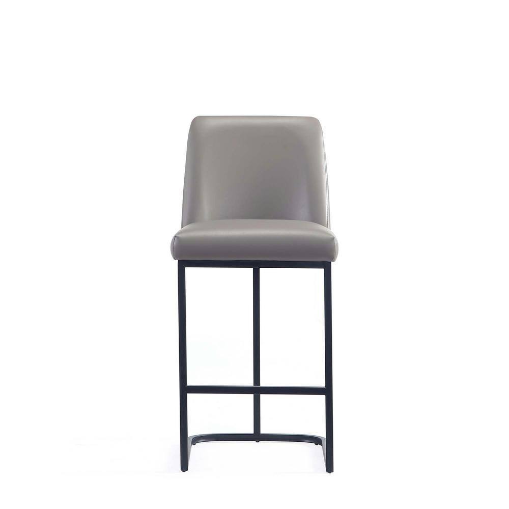 Serena Gray Leatherette Upholstered Metal Counter Stools, Set of 2