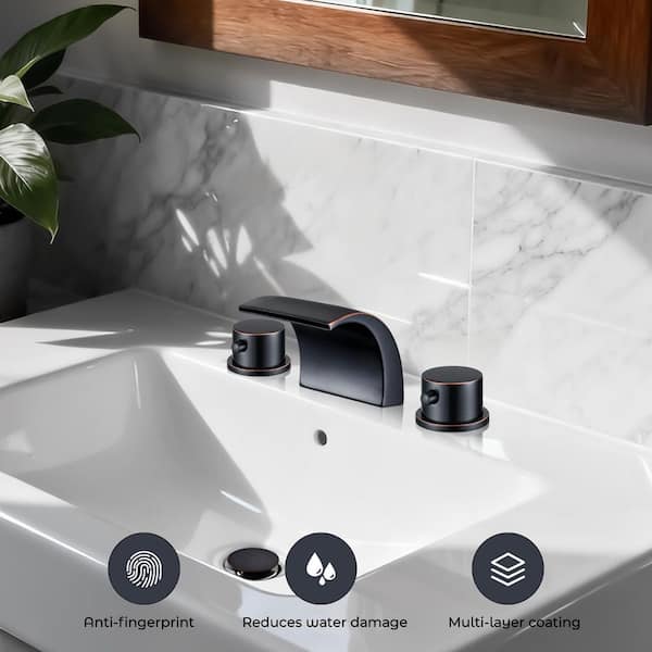 Double Handles 8 in. Widespread Bathroom Faucet 3-Hole Sink Faucet in Oil Rubbed Bronze