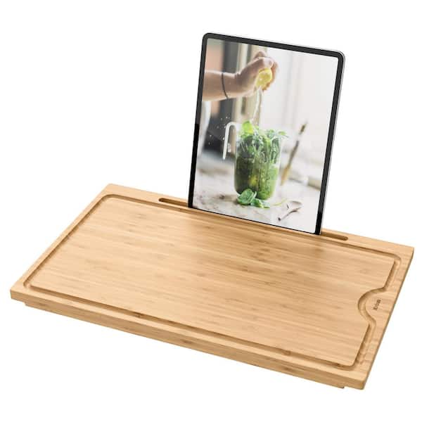 KRAUS Rectangular Solid Bamboo Cutting Board with Mobile Device