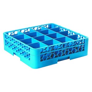 19.75x19.75 in. 16-Compartment 1 Extender Glass Rack (for Glass 4.19 in. Diameter, 4.75 in. H) in Blue (Case of 4)