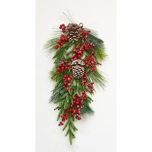 28 in. Needle with Berries Cone Artificial Christmas Swag