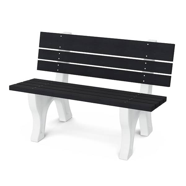 Wildridge Heritage 4 ft. Black and White HDPE Plastic Outdoor Park Bench