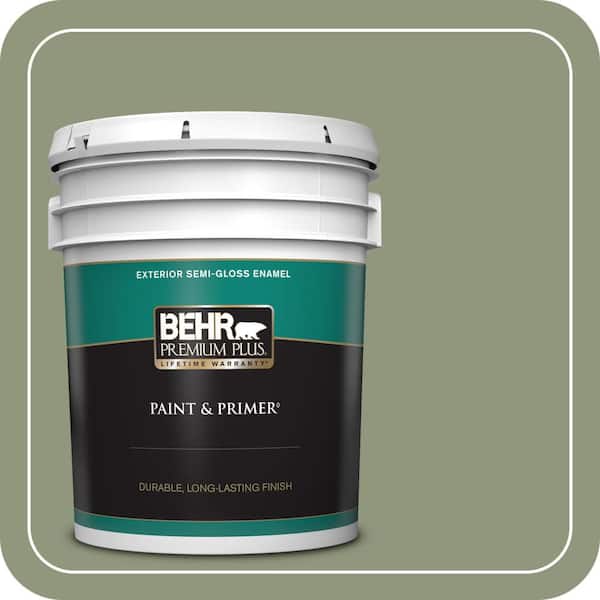 BEHR PREMIUM PLUS 5 gal. #ECC-63-1 Autumn Sage Semi-Gloss Enamel Exterior Paint & Primer
